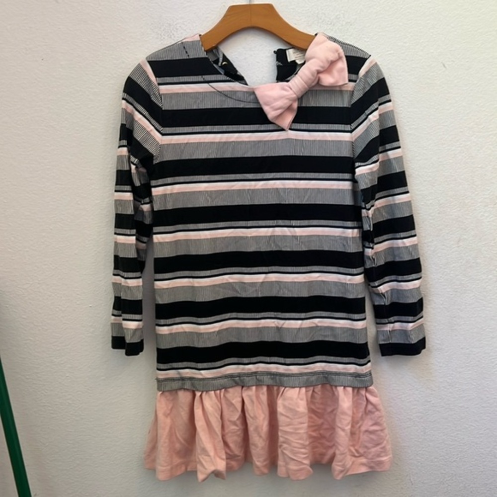 GIRLS KATE SPADE PINK STRIPED DRESS SIZE 14Y (S4)